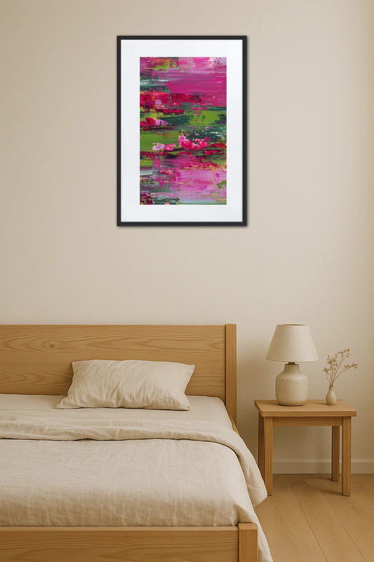 Tableau Abstrait Rose Et Vert