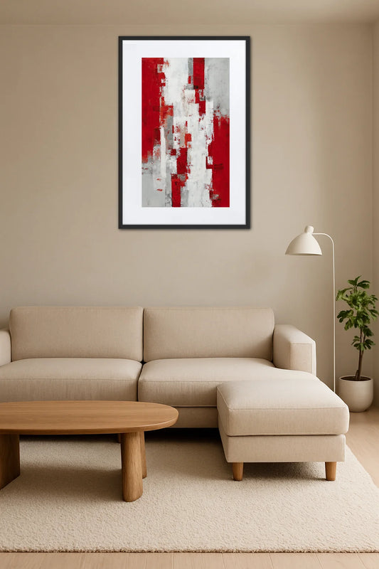 Tableau Abstrait Rouge Et Blanc