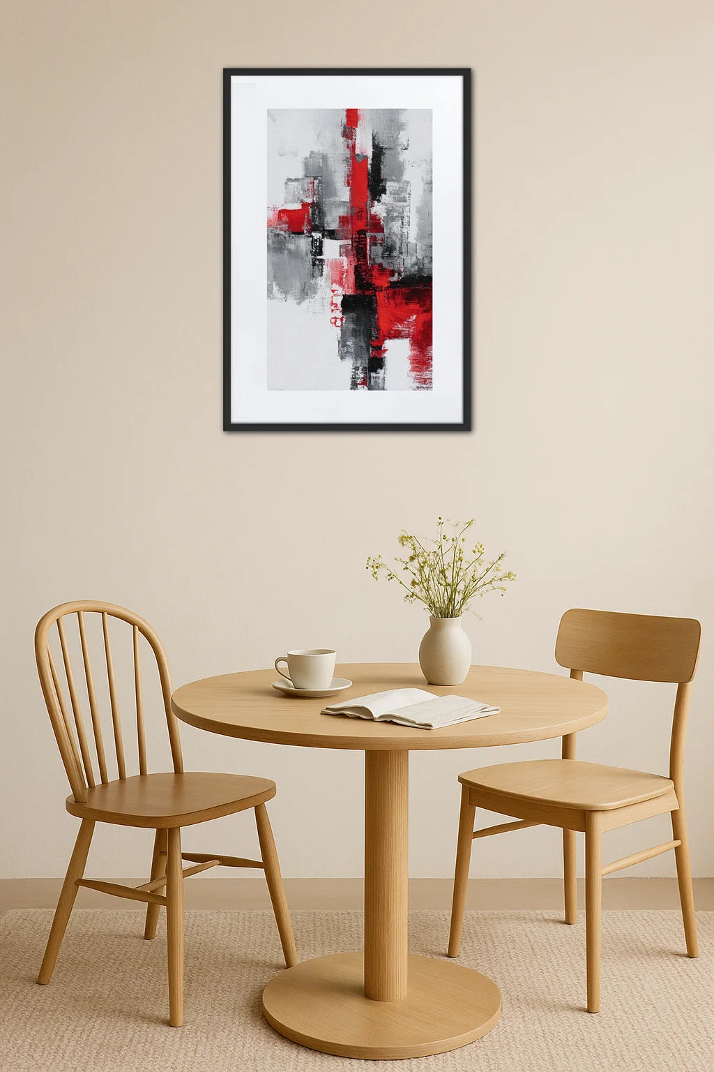 Tableau Abstrait Rouge Et Gris