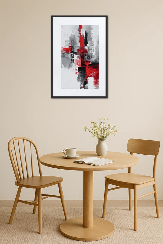 Tableau Abstrait Rouge Et Gris