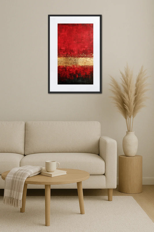 Tableau Abstrait Rouge Et Or
