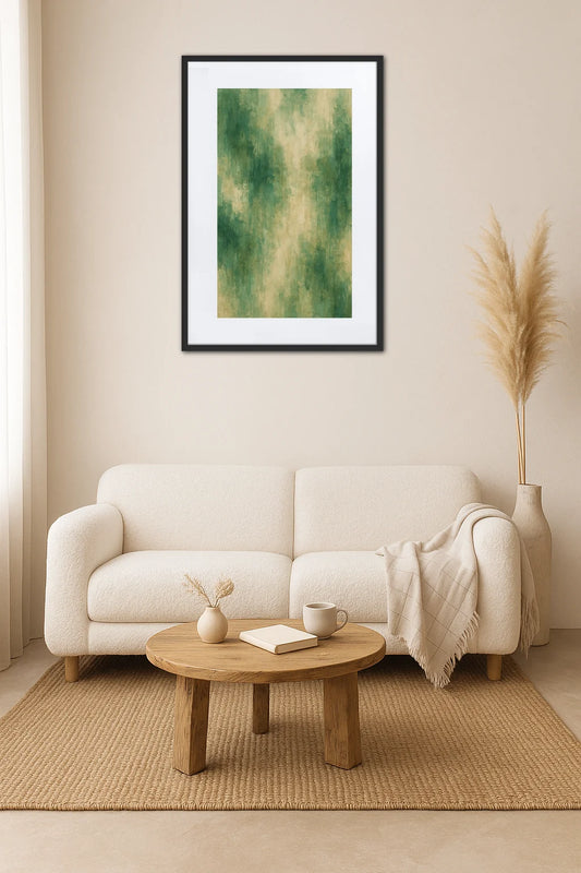 Tableau Abstrait Vert Beige