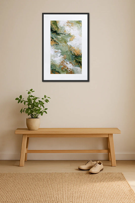 Tableau Abstrait Vert Et Or