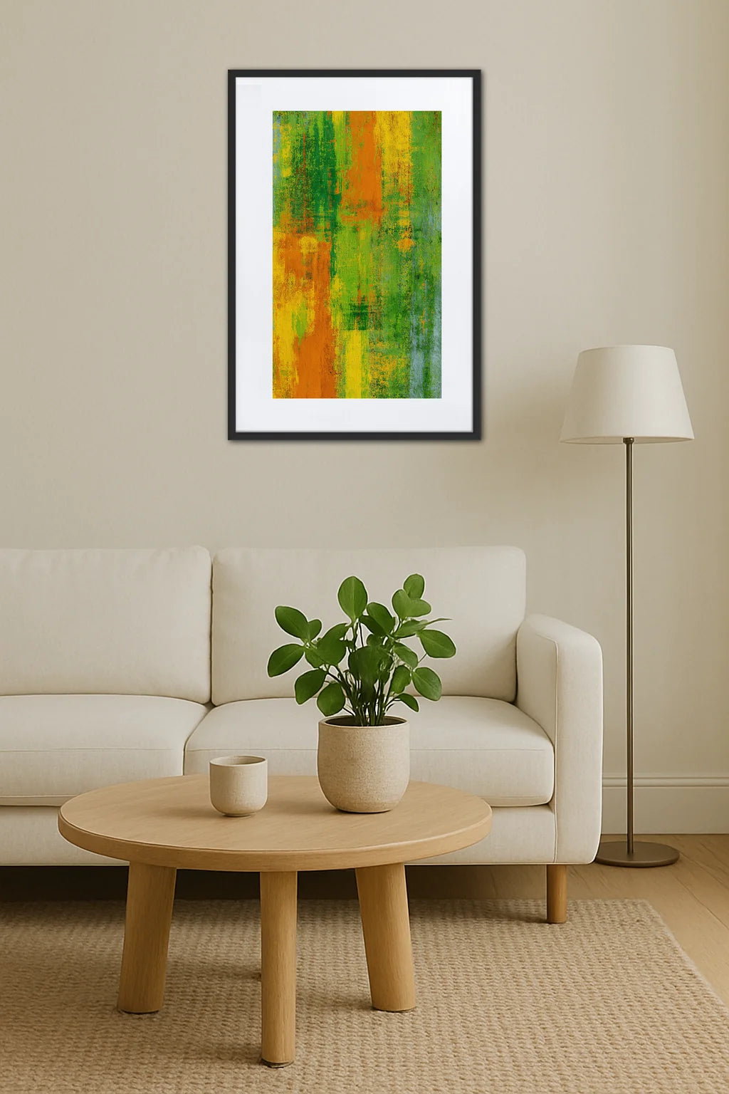 Tableau Abstrait Vert Orange