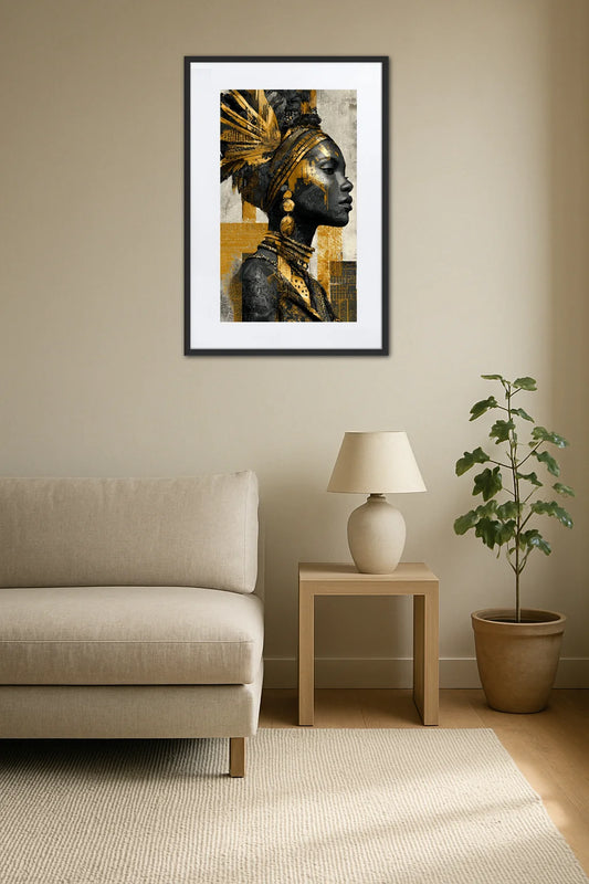 Tableau Africain Noir Et Or