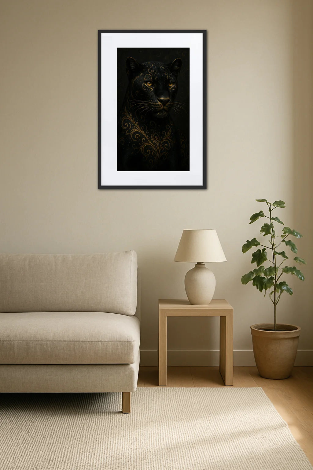Tableau Animaux Noir Et Or  