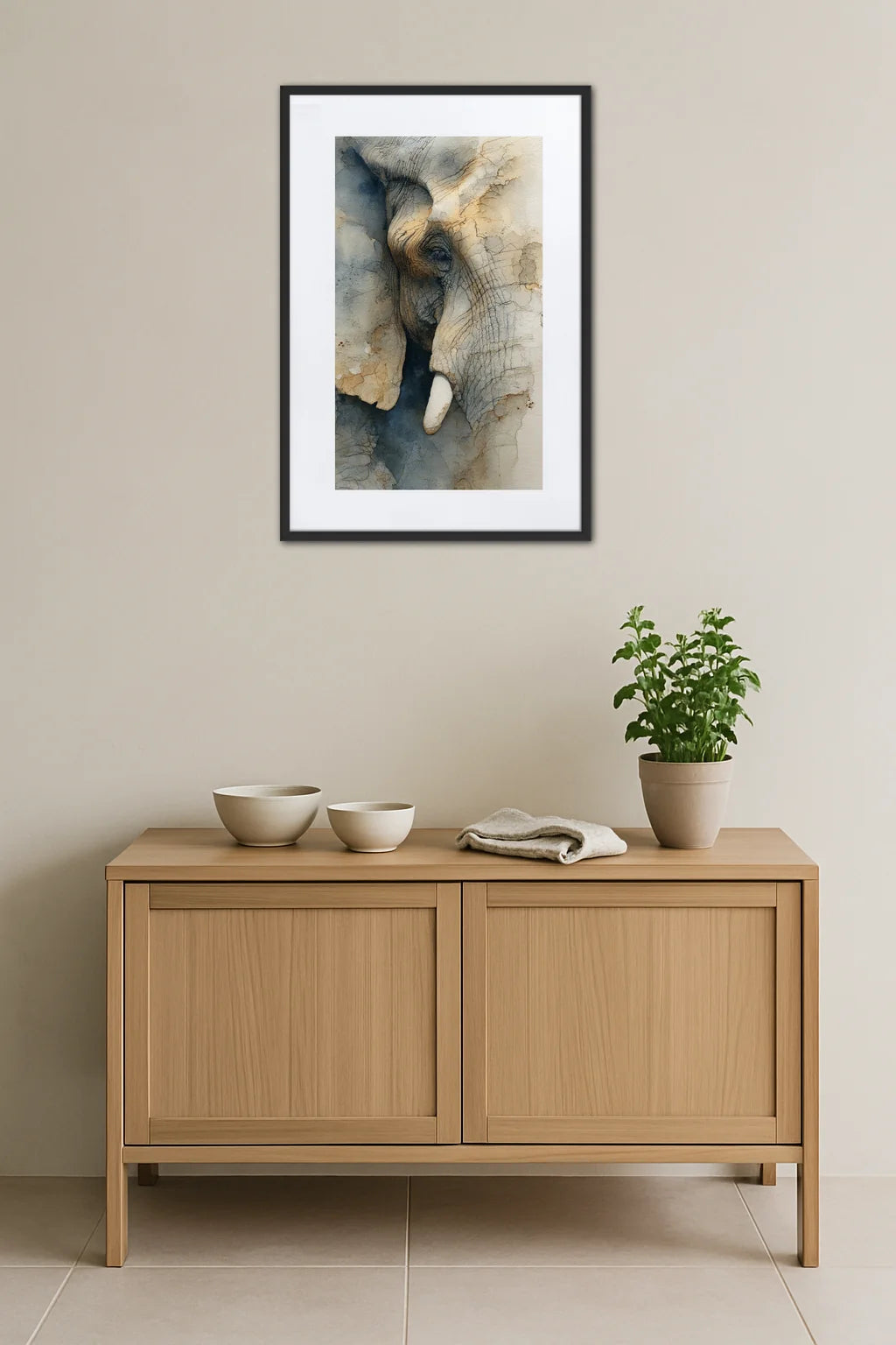 Tableau Aquarelle Elephant Abstrait