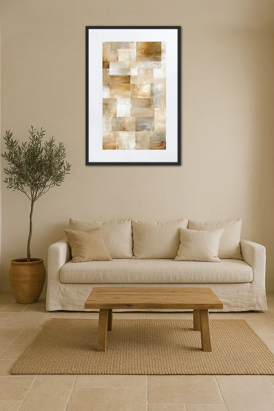 Tableau Beige Blanc Gris