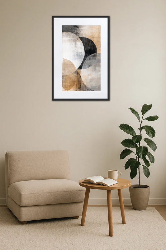 Tableau Beige Blanc Noir