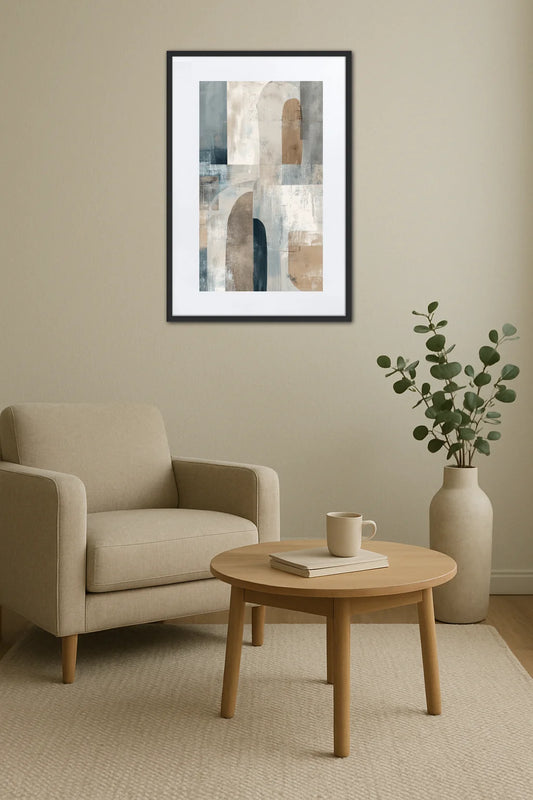 Tableau Beige Et Bleu