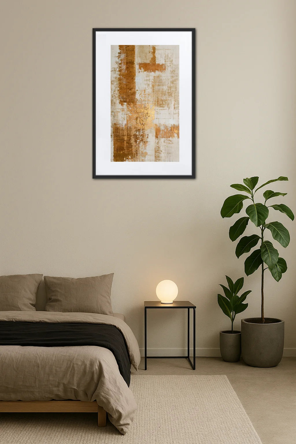 Tableau Beige Et Doré
