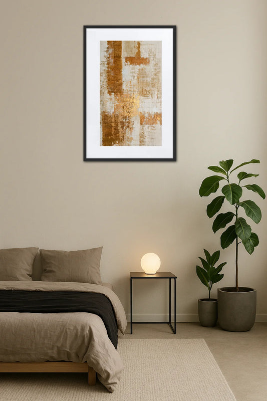 Tableau Beige Et Doré