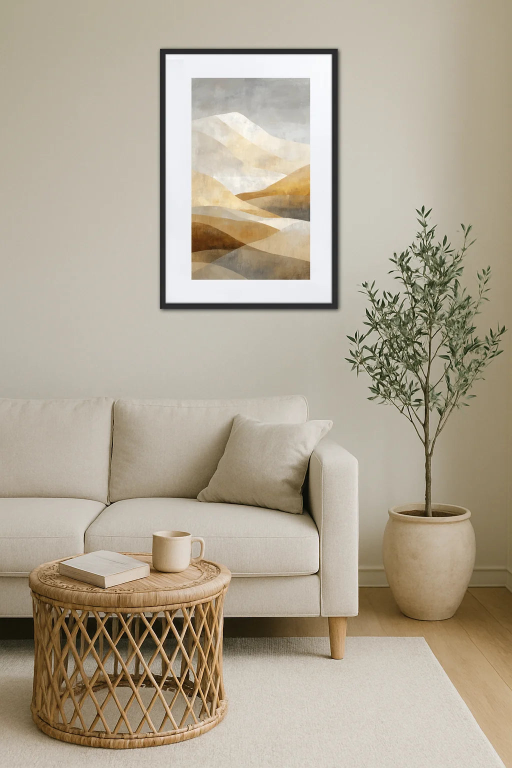 Tableau Beige Et Jaune