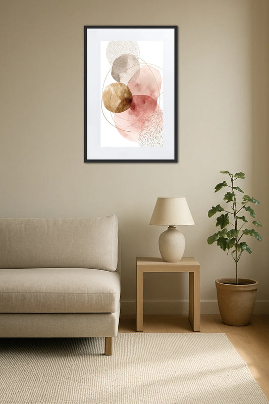 Tableau Beige Et Rose
