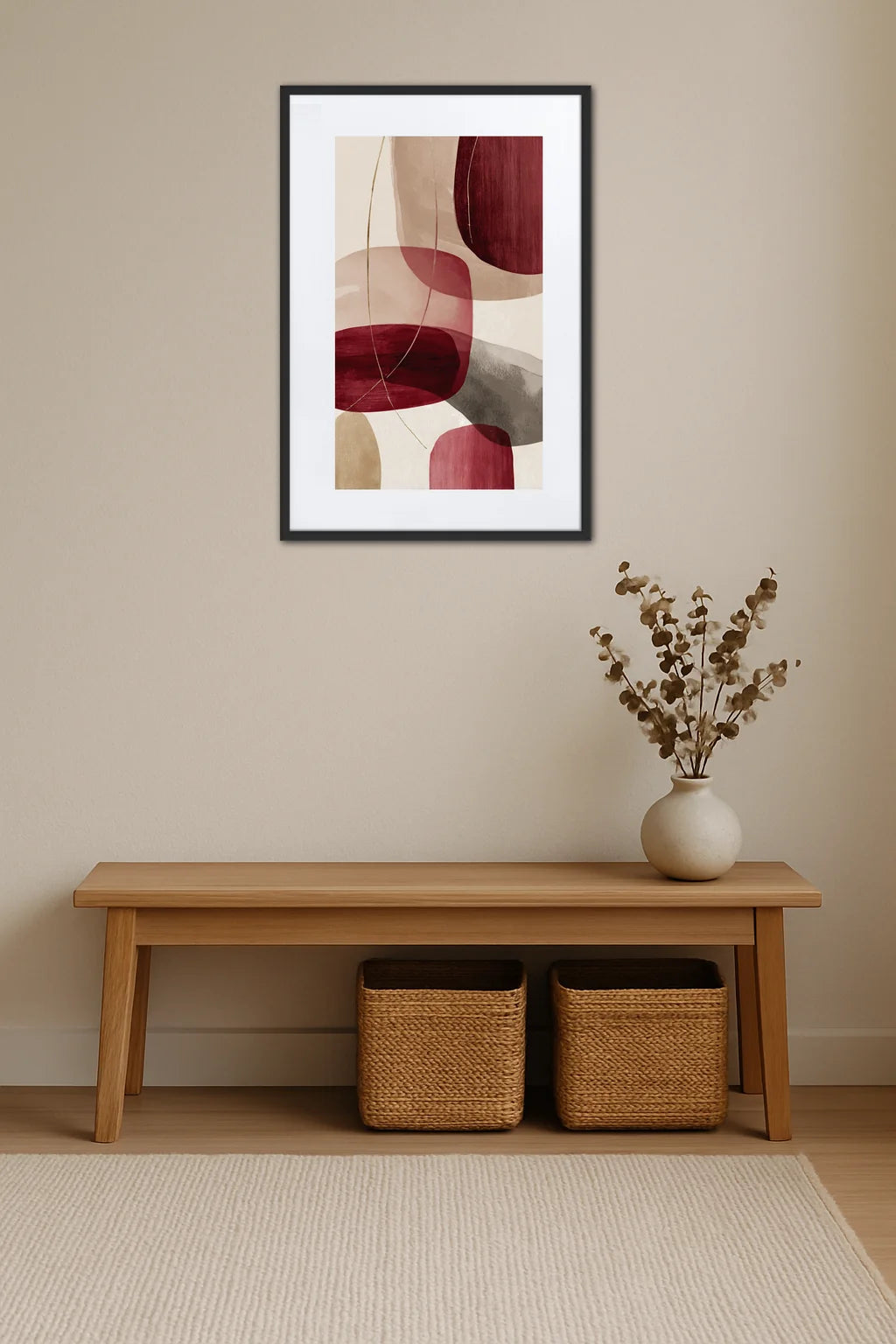 Tableau Beige Et Rouge