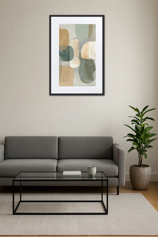 Tableau Beige Et Vert