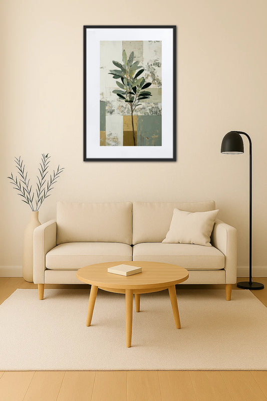 Tableau Blanc Beige Vert