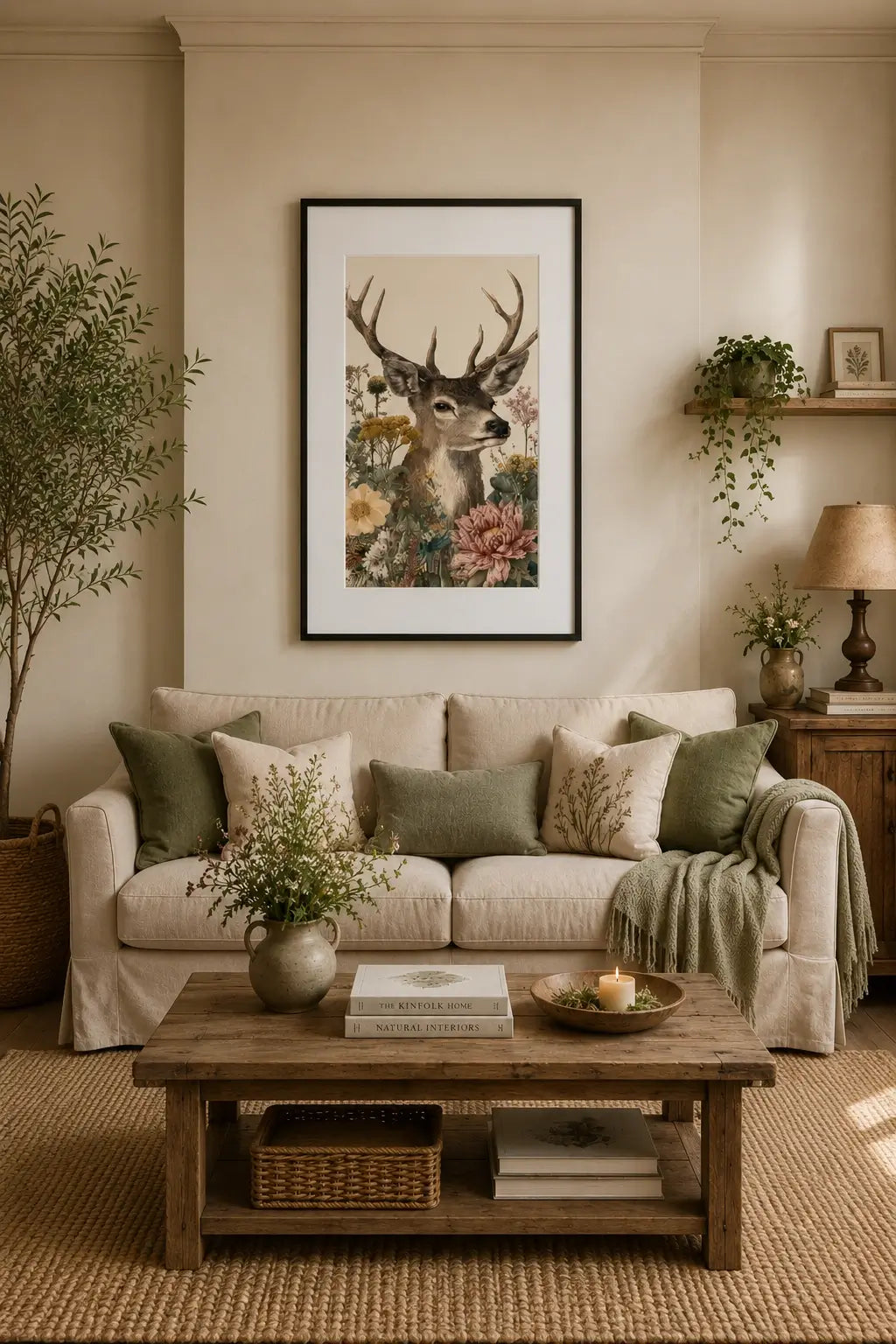 Tableau Cerf avec Fleurs