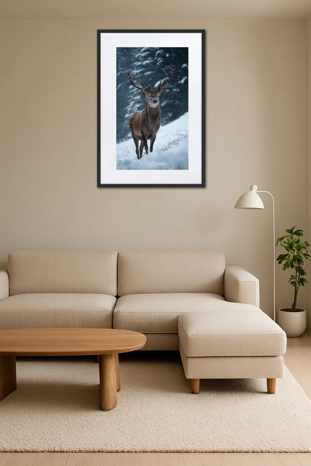 Tableau Cerf Neige