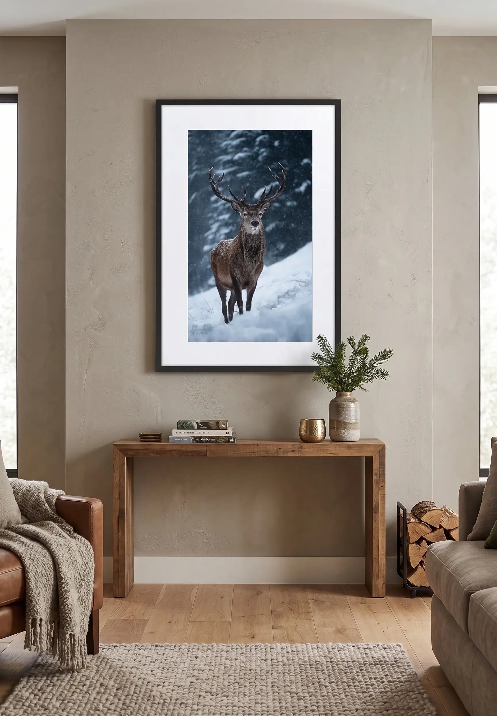 Tableau Cerf Neige