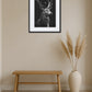tableau cerf noir et blanc monochrome avec portrait de cerf sur fond noir
