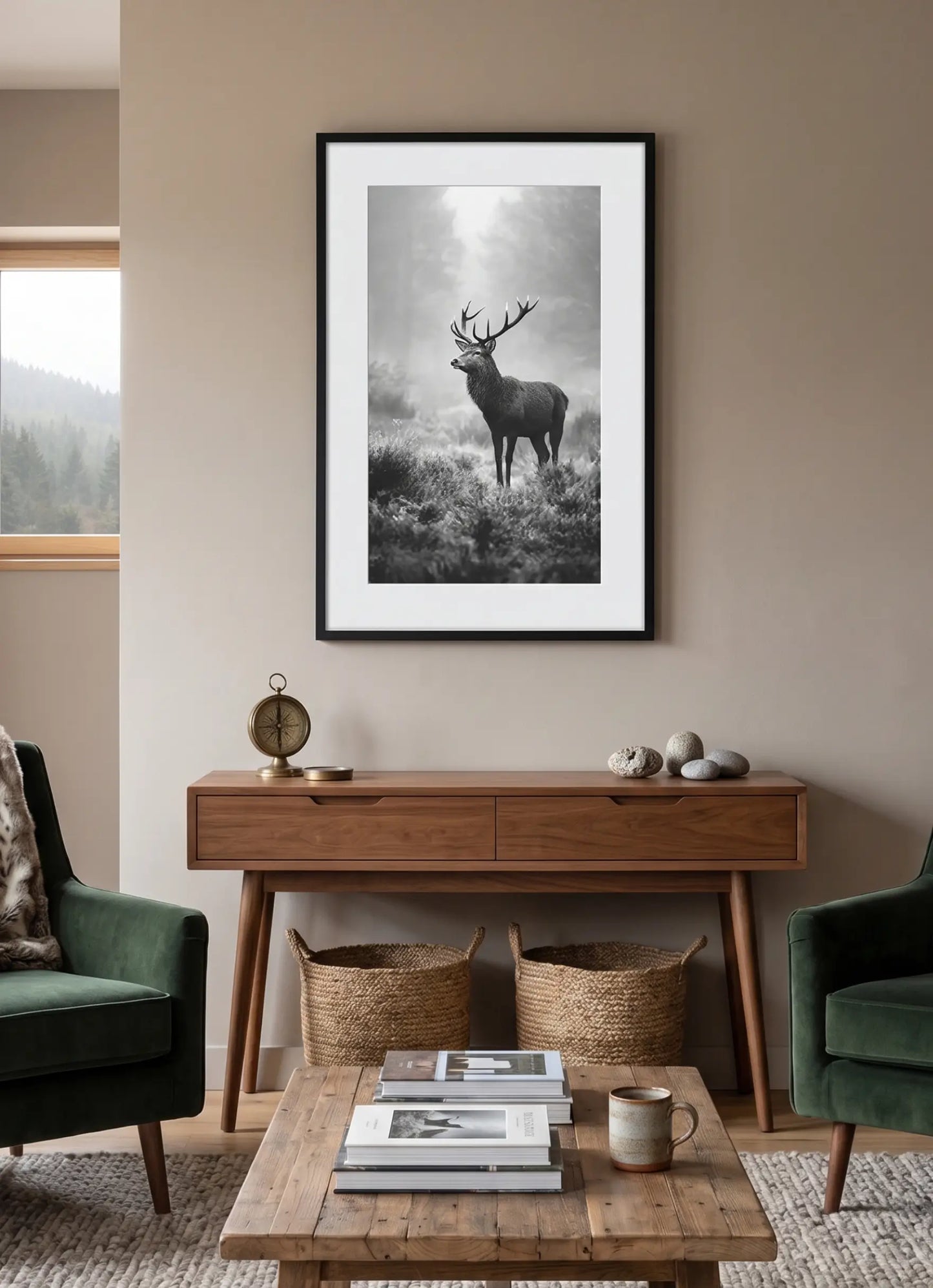 Tableau Cerf Noir et Blanc Photo