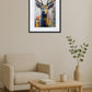 tableau cerf graffiti pop art multicolore dans un intérieur minimaliste