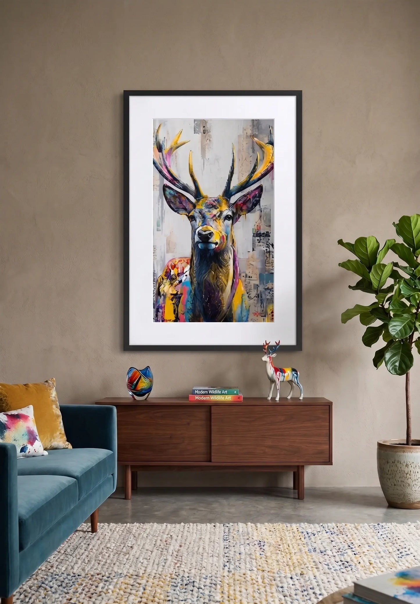 Tableau Cerf Pop Art Graffiti