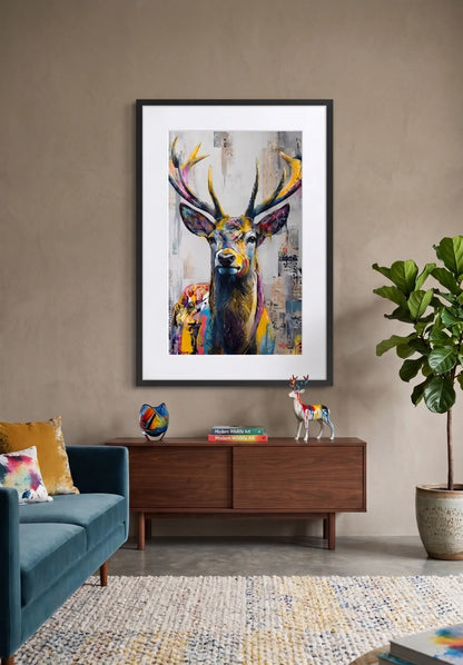 Tableau Cerf Pop Art Graffiti