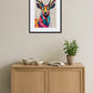 tableau cerf pop art multicolore avec portrait de cerf coloré
