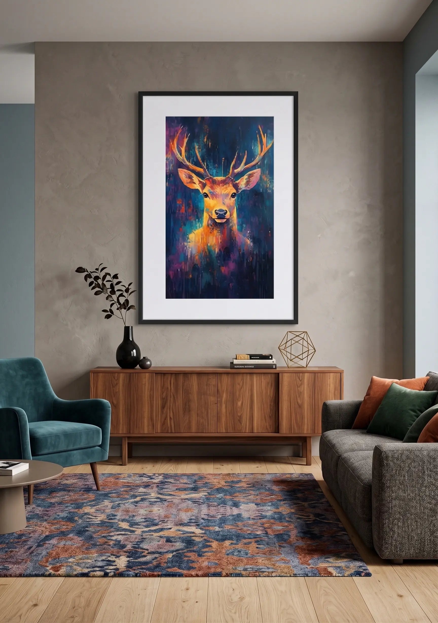 Tableau Cerf Pop Art Néon