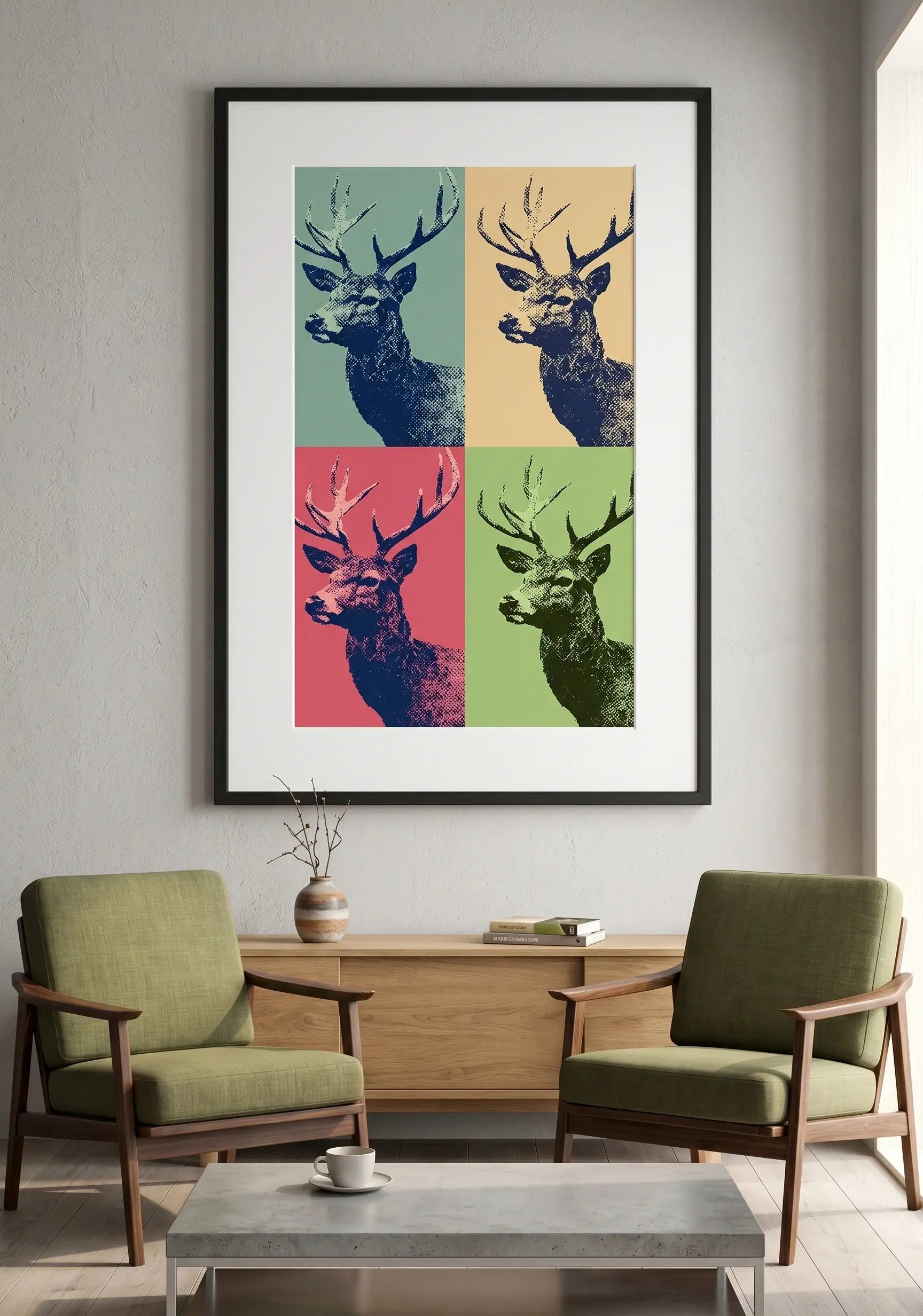 Tableau Cerf Pop Art Répétition