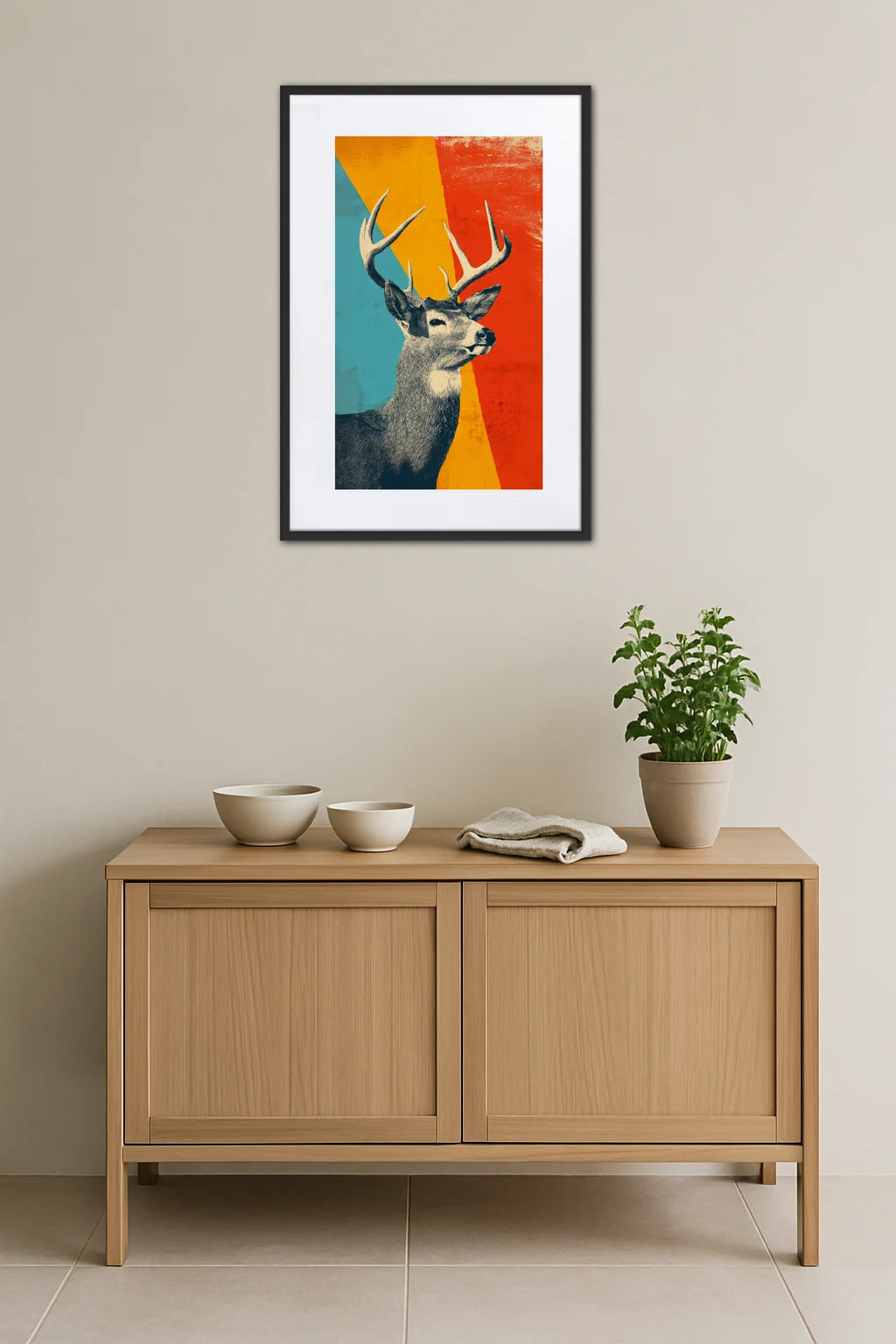 Tableau Cerf Pop Art Vintage