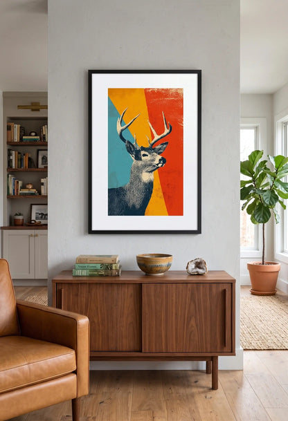 Tableau Cerf Pop Art Vintage