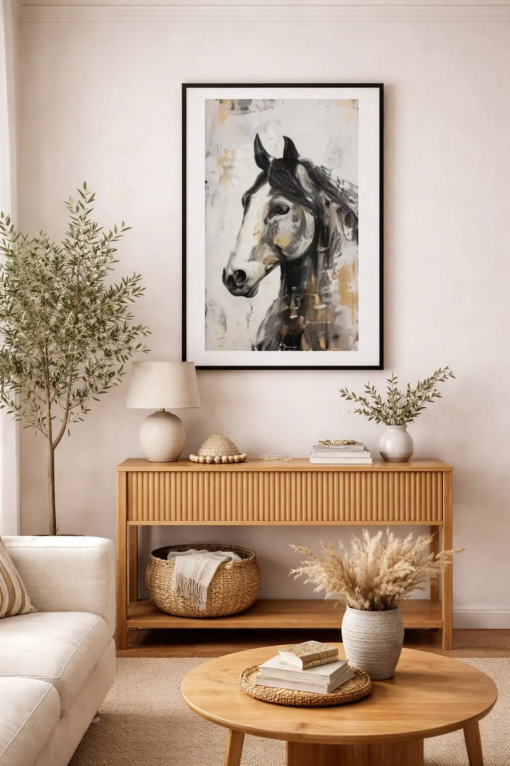 tableau cheval abstrait acrylique