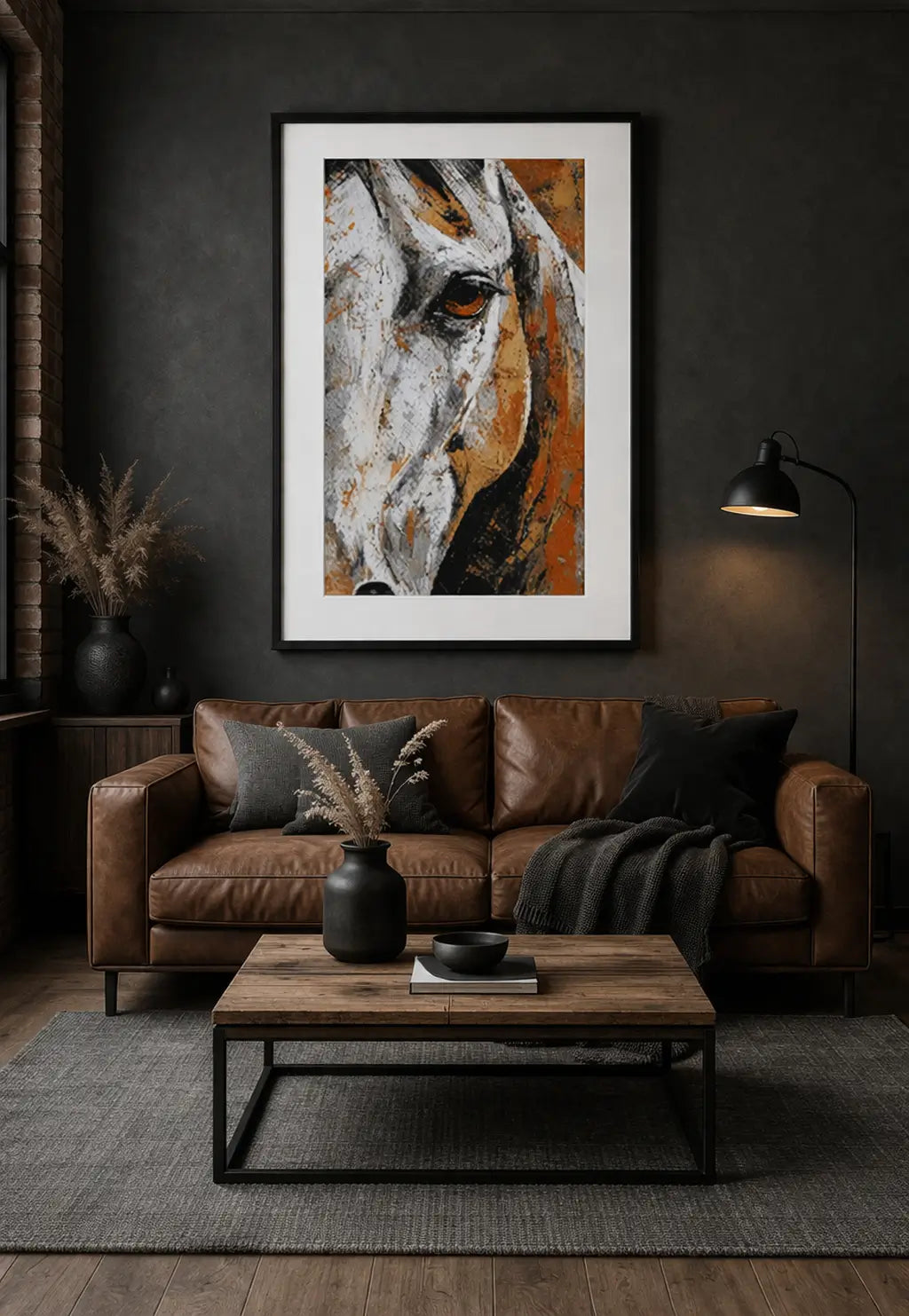 Tableau cheval abstrait expressionniste