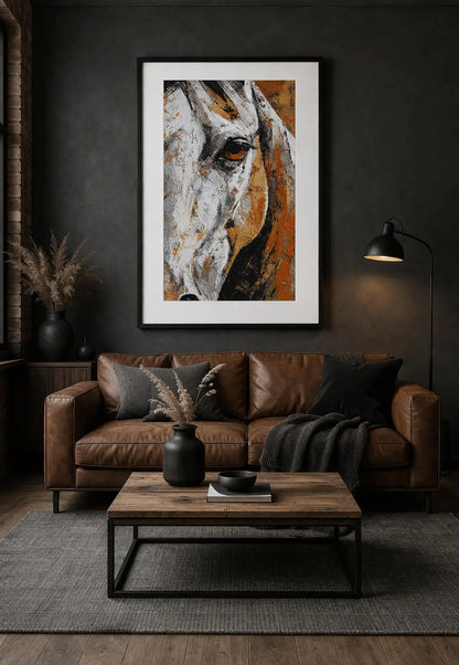 Tableau cheval abstrait expressionniste