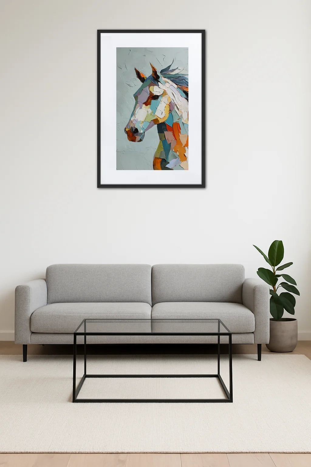 Tableau Cheval Abstrait Géométrique