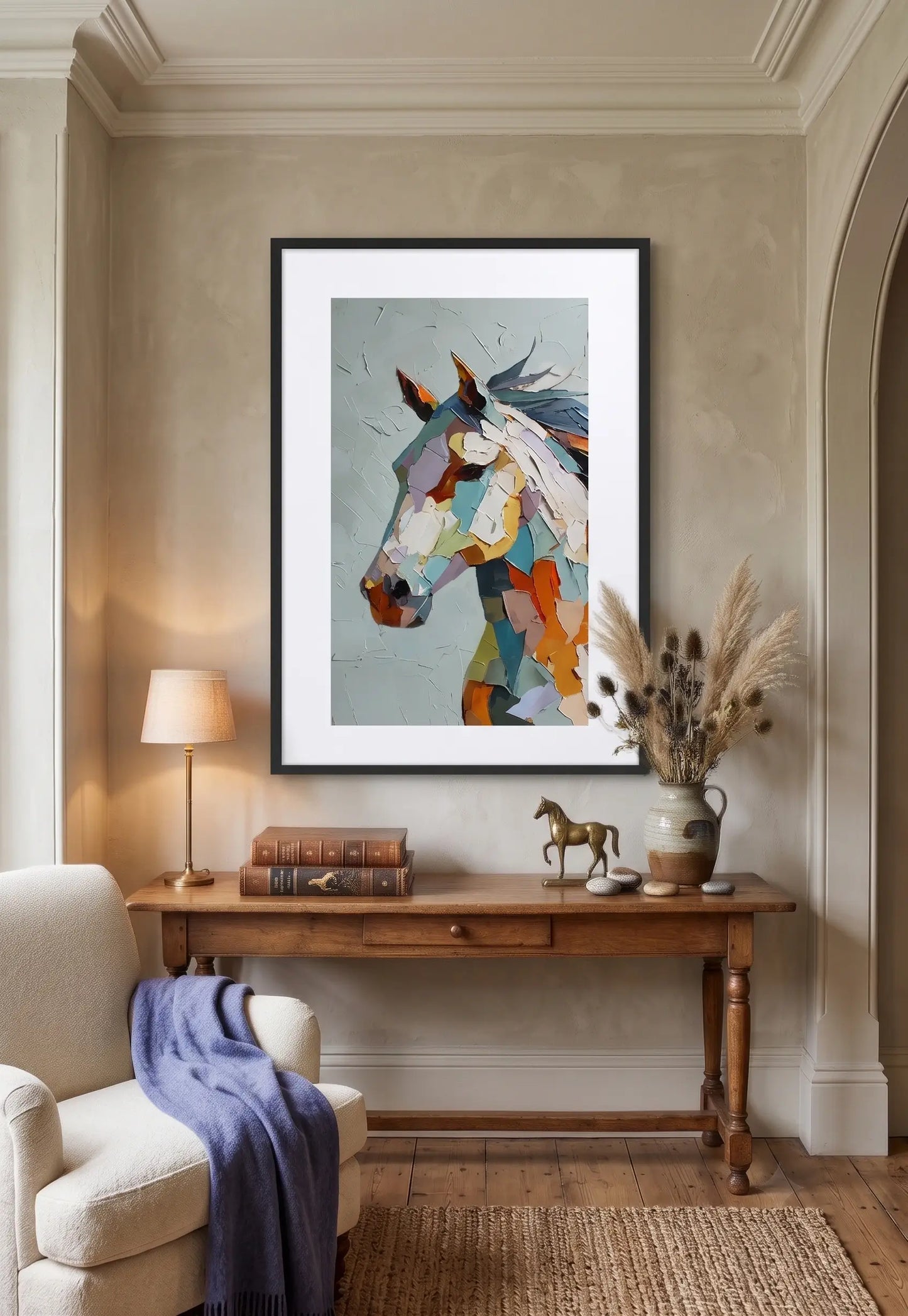 Tableau Cheval Abstrait Géométrique