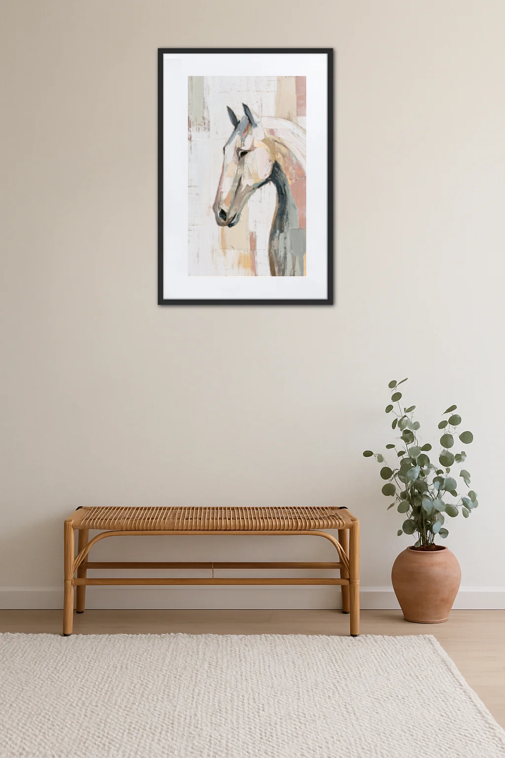 Tableau Cheval Abstrait Pastel