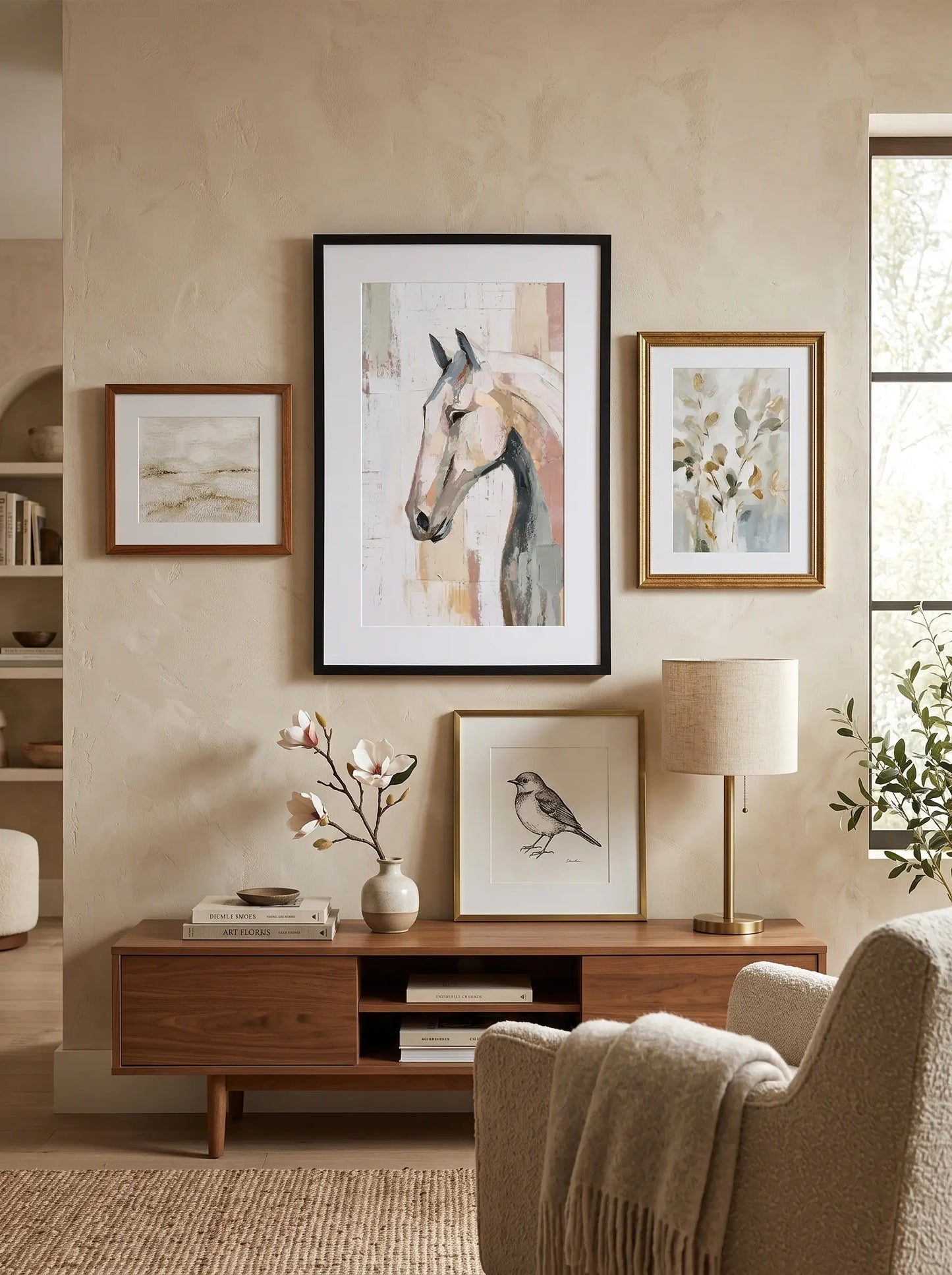Tableau Cheval Abstrait Pastel