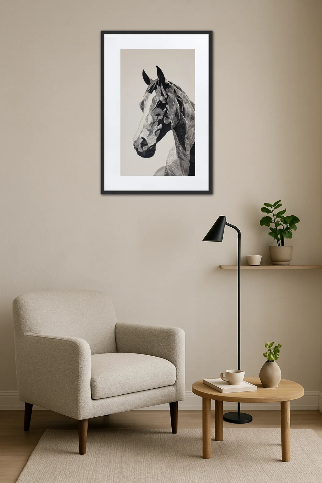 Tableau cheval estampe