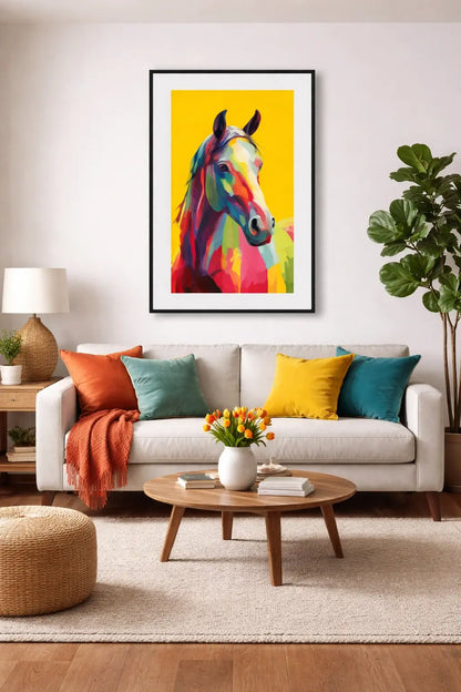 Tableau cheval multicolore