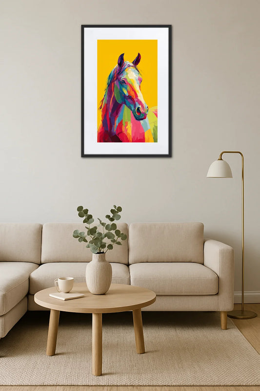 Tableau cheval multicolore