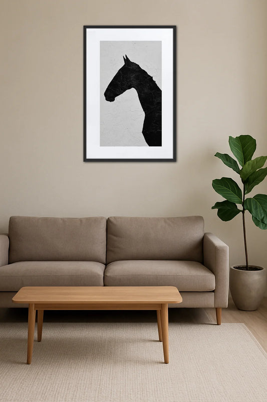 Tableau Cheval Noir et Blanc Silhouette