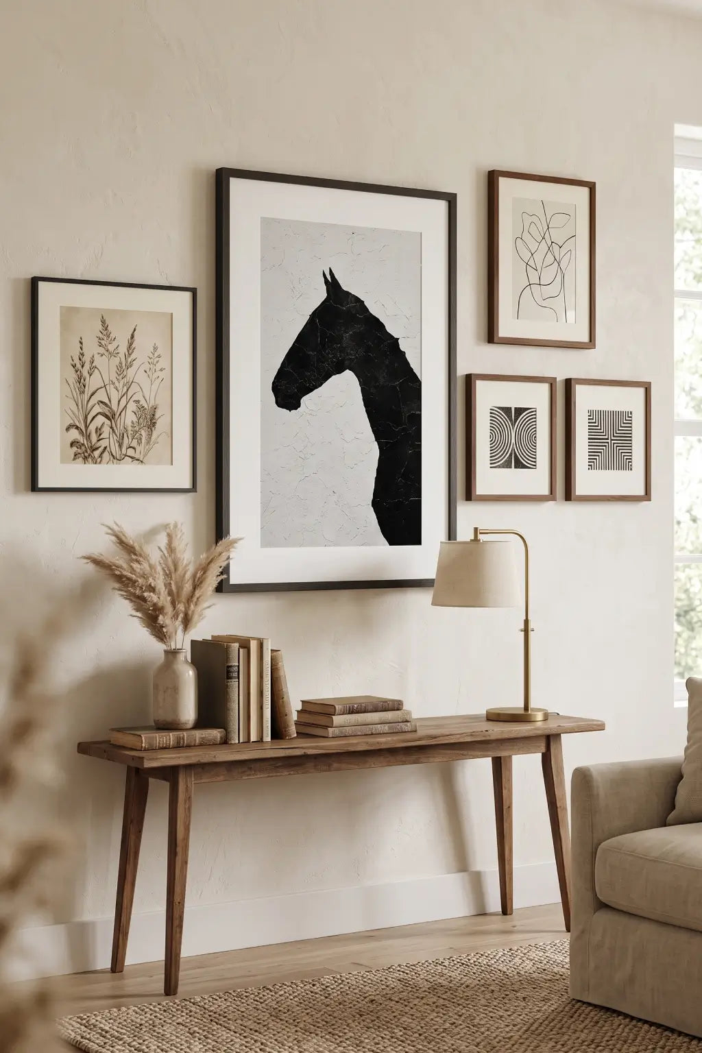 Tableau Cheval Noir et Blanc Silhouette