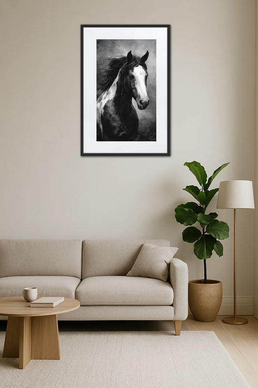 Tableau Cheval Noir Et Blanc