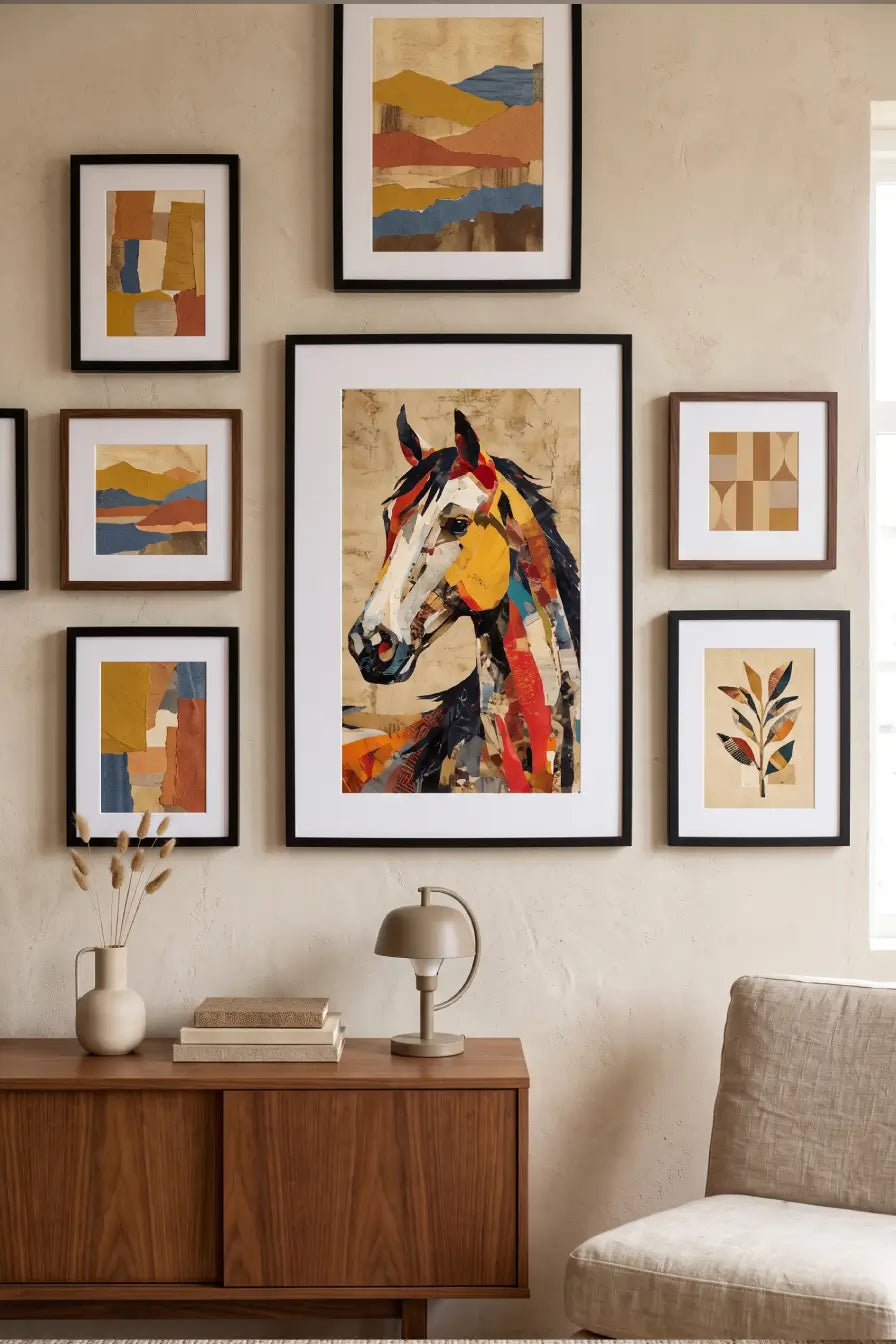 Tableau Cheval Pop Art Collage