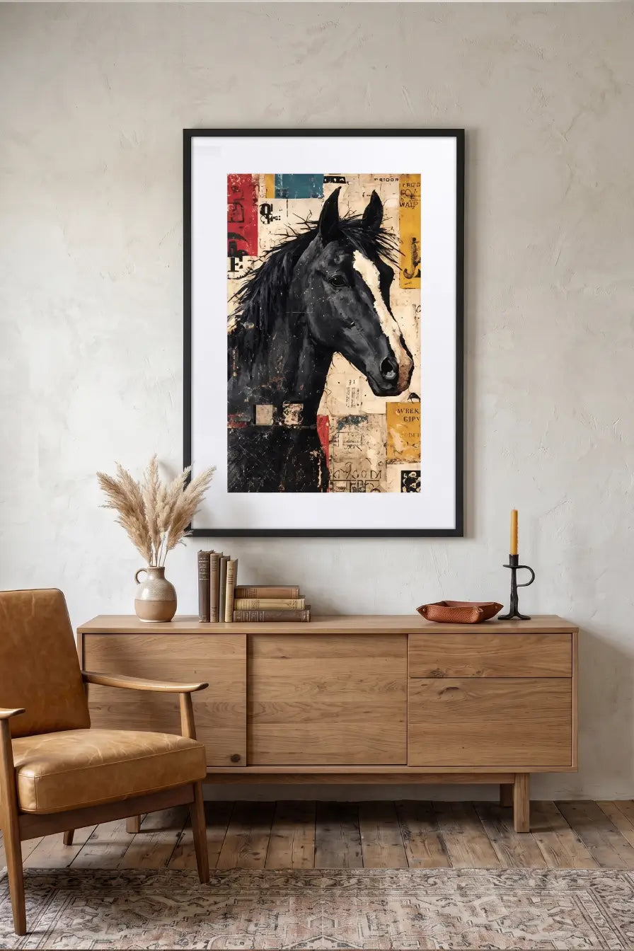 Tableau cheval pop art esprit Basquiat