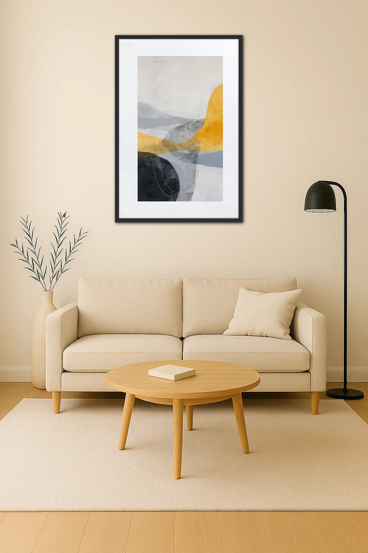 Tableau Contemporain Jaune Et Gris